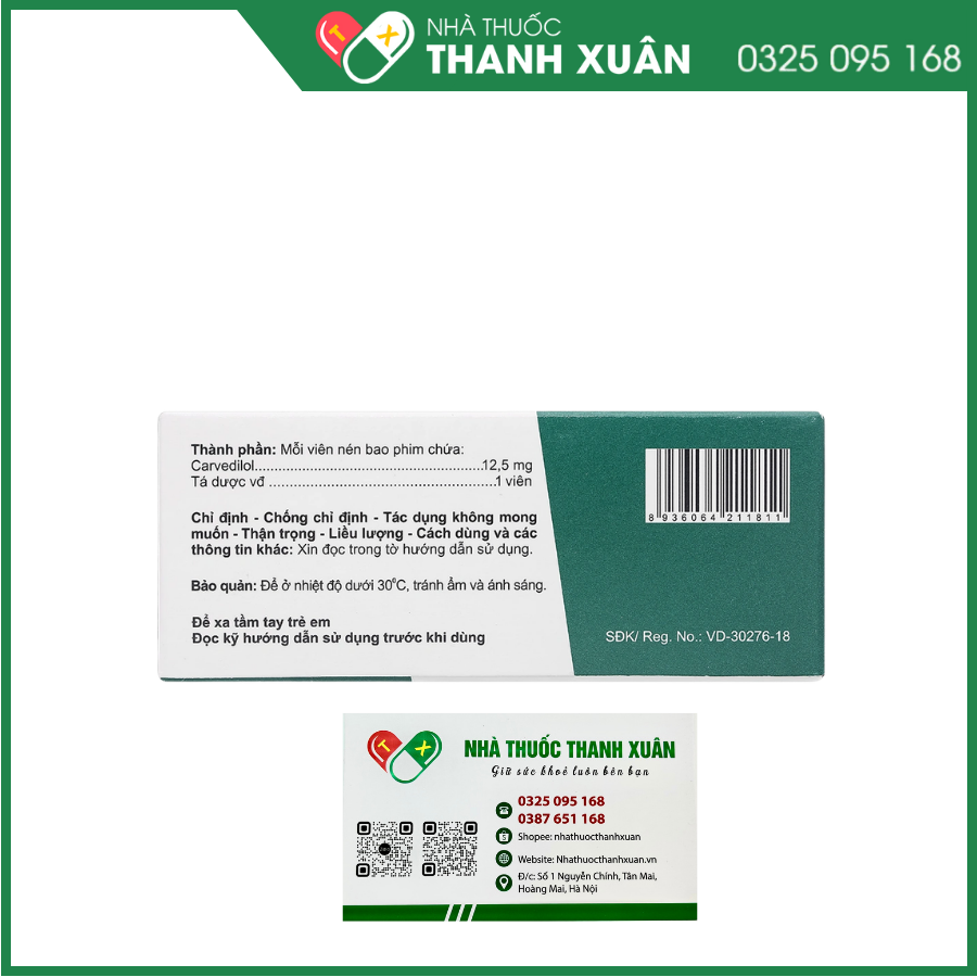 Aucardil 12.5mg điều trị tăng huyết áp, đau thắt ngực ổn định